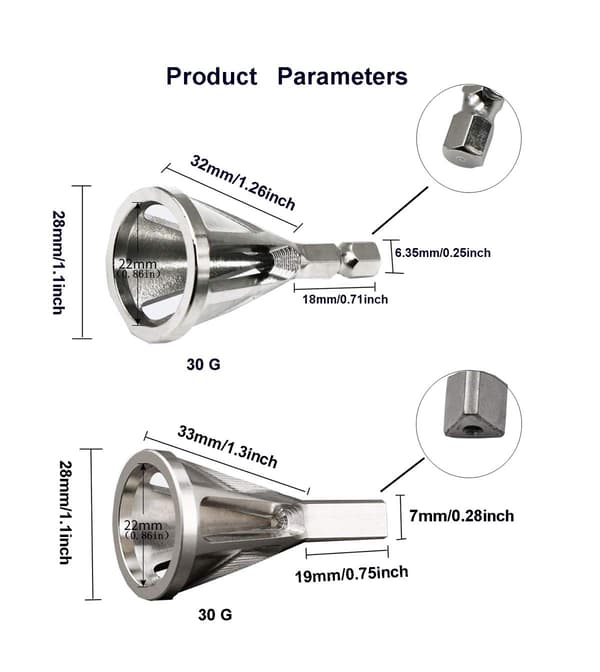 Ergonomic Deburring Tool for Cost-Effective Solution, Heavy-Duty Construction for Metal Rods Bolts Pipes 8mm-19mm Diameter (2-Pack)