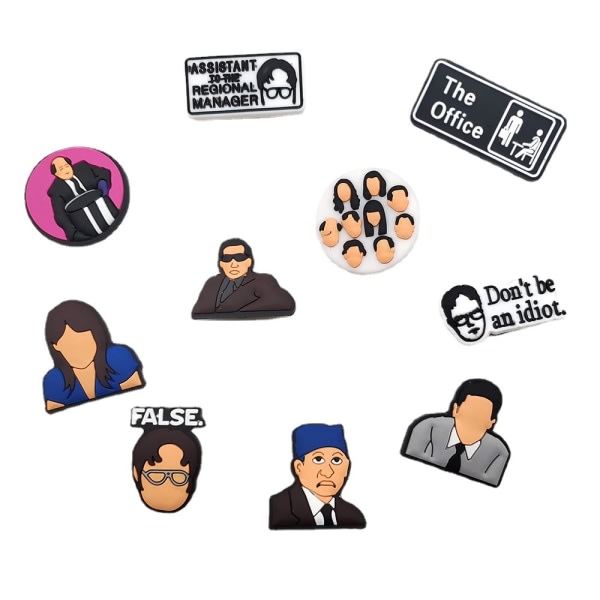 10 stycken 3D Clog Sandals Prydnader (The Office), Skoberlocker, Söta Skoprydnader för Clogs Skor Armband DIY