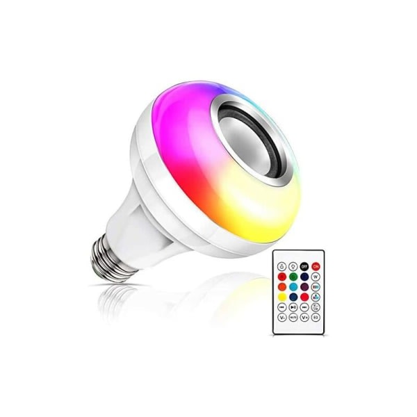 Musik LED-glödlampa, E27 Bluetooth -högtare RGB färgskiftande L