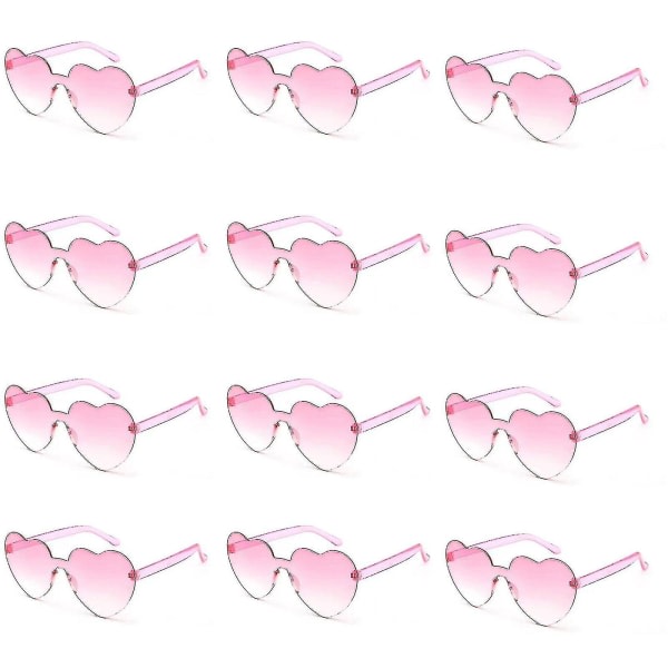 12. roliga hjärtformade skönhetssolglasögon for kvinder og män för fest, sød, høj kvalitet lys pink