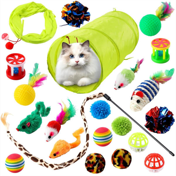 Katt- och kattungeleksaker 21 st interaktiva inomhusleksaker Bulk Ball Toy Bells Mus
