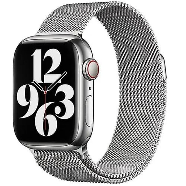 Apple Silver Rostfritt Stål Milanese Loop för 38mm 40mm 41mm Klockor