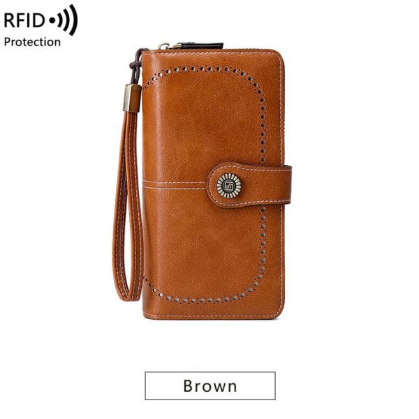 RFID-säker plånbok i läder för damer - Brun