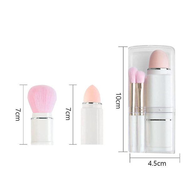 8 i 1 Retractable Powder Brush, Angled Brush, Eyeshadow Brush, Beauty Sponge, Foundation Blending Lip Brush Portable Makeup Brushes Sets White