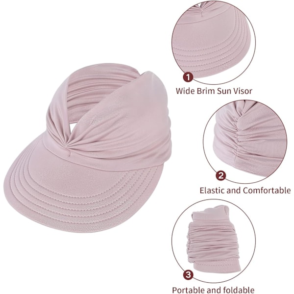 Solhatte til kvinder UV-beskyttelse Solskærm Bred Skygge Sommerhatte med hestehale White Bule