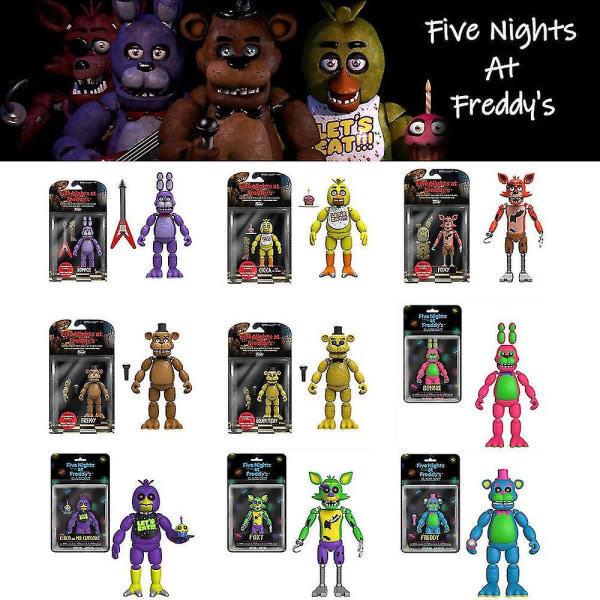 Five Nights at Freddy's Springtrap Set med 9 artikulerade actionfigurer Jst. Stil D Freddy