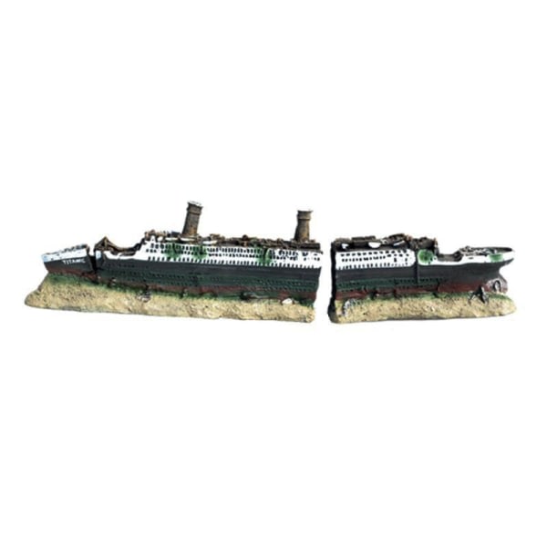 Akvariedekoration Synkende Titanic-model Skibsvrag Prydgenstande N Grøn OneSize