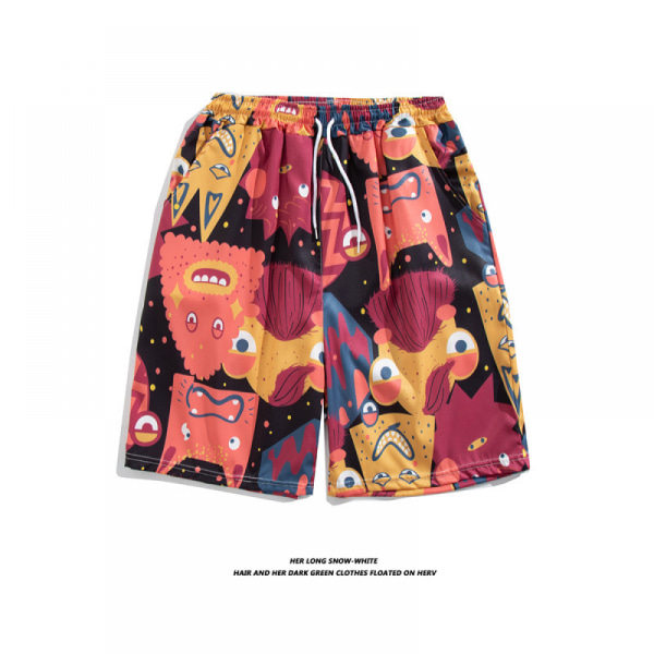 Strandshorts med fargeglada print for män Hot Summer Badbyxor Sport löparbaddräkter med mesh -DK7008 zdq