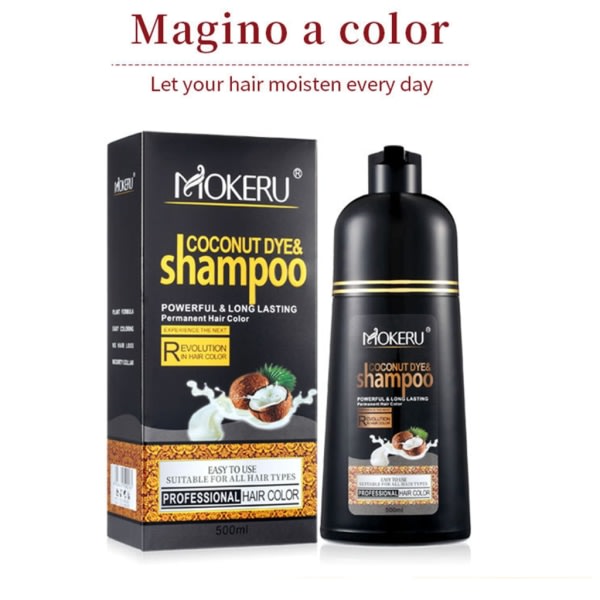 Kokossvart hårfärgshampoo för grått hår Omedelbart hårfärgshampoo Naturligt för kvinnor män Ljusbrun