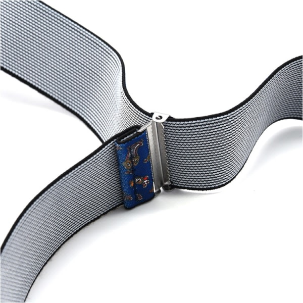 Y-formade hängslen - blått mönster, unisex, tri-clip hängslen, zdq