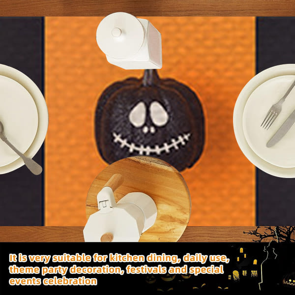 CDQ Happy Halloween bordslöpare, pumpa lønnlöv høstbord