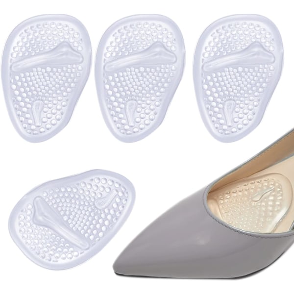 2 par (transparent) Framfotsdyna, halva innersulor Plantar Pad, framfots silikon halvsula för kvinnor Bär skor med hög klack
