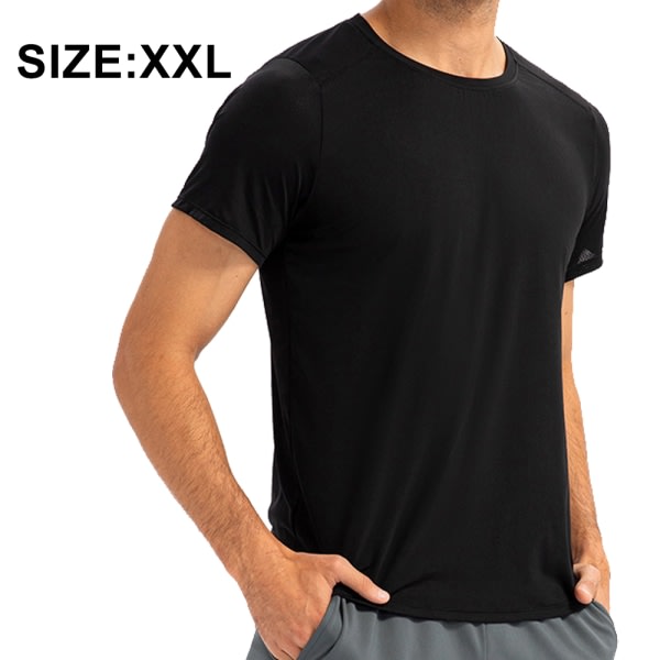 Träningströja for män for män Snabbtorkande T-shirts -svart XXL zdq