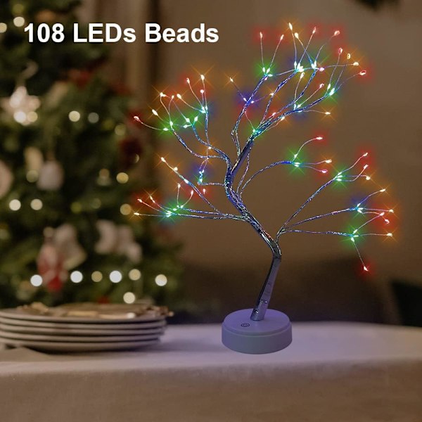 Flerfärgad LED-trädlampa med fjärrkontroll, 108 justerbara inomhus-fairylights för fest Material: Polyester Material: Polyester