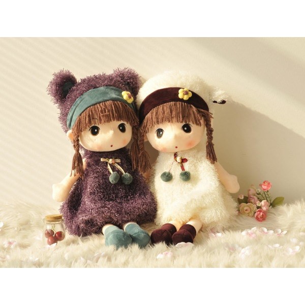 Kawaii 15,7 tums fylld plysch flickleksaksdocka, bra present till barn