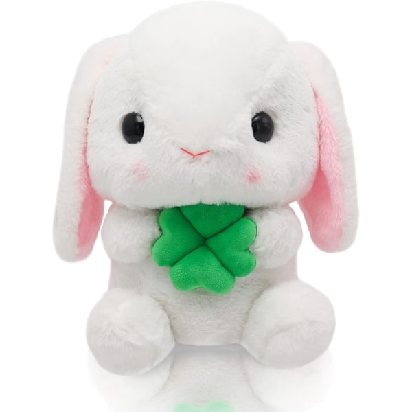 Bunny Gosedjur Påsk Eared Kanin Plysch gosig Vit Bunny Plyschleksak med morot Fluffig Kawaii Mjuk kramande sovkudde