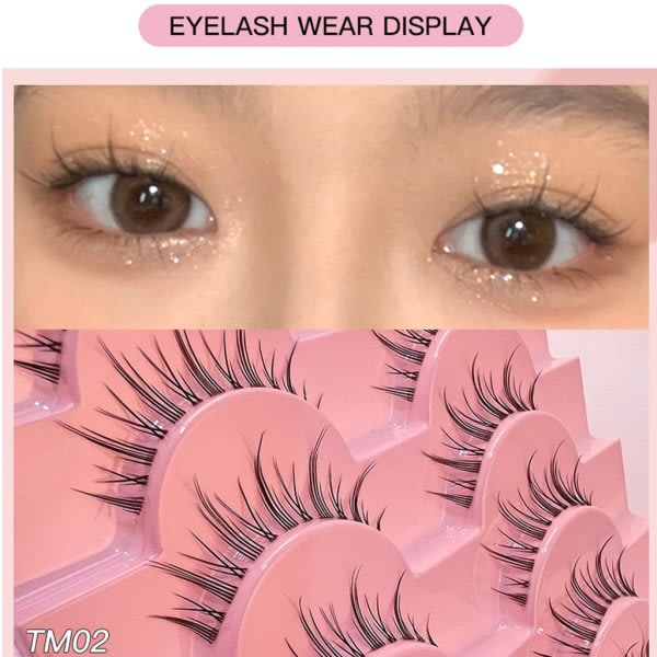 Clear-Band løsvipper Cat-Eyes Wispy Natural Faux Mink Vipper Lett volum Korte falske øyevipper Manga Vipper B