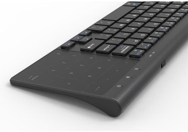 2.4G Trådløst 59-tasters ABS-tastatur med indbygget touchpad til Android, iOS og Windows, grå, 25,8 x 9,8 x 1,5 cm
