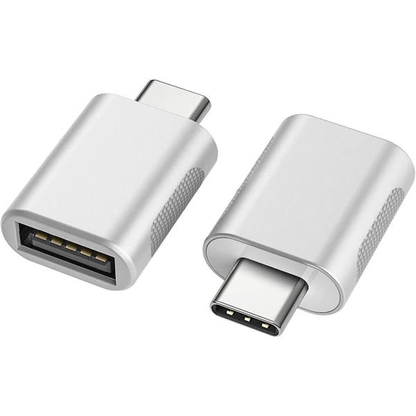 USB C til USB-adapter (2-pak), usb-c til USB 3.0-adapter, USB typ-c til USB-adapter (sølv)