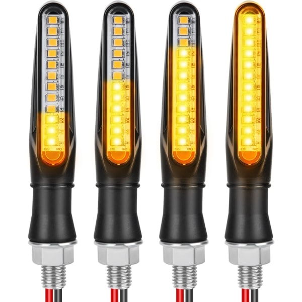 Motorcykel LED-blinkers, 4 st universella vattentäta motorcykelblinkers, 12V flytande blinkers, dagsljus