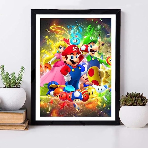 5D diamantmålningssatser för vuxna Super Mario navetta - Korstygnskit för nybörjare - 30,5 x 40,6 cm szq