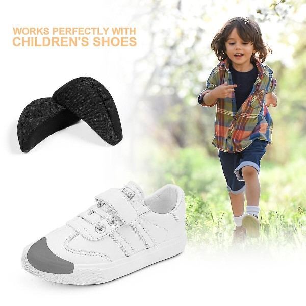 2 par bløde svampeskoindsatser Foot Brace Sho Filler Unisex skoindsatser til at få store sko til at passe en størrelse (sort)