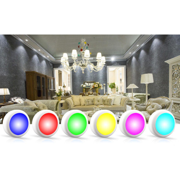 LED-spotlights 6 st med 2 fjärrkontroller RGB Design många färger Vit