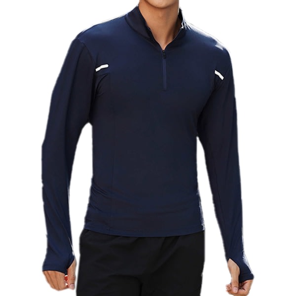 Herrtröjor Långärmad Vandring 1/4 Zip Toppar - Kungsblå