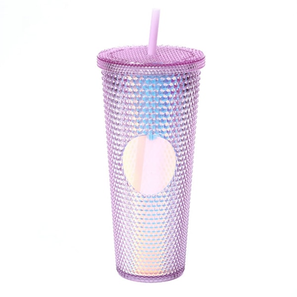24oz Studded Tumbler, Lækagesikker, BPA-fri, Iskaffe, Smoothies, Boba Tea (Pink)