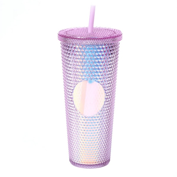 24oz Studded Tumbler, Lekkasikkert, BPA-fri, Iskaffe, Smoothies, Boba Tea (Rosa)