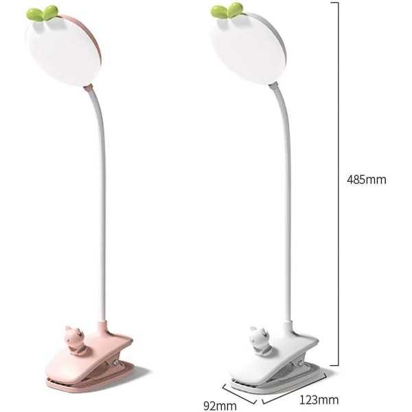 Joustava 360 asteen lukuvalaisin, pidikevalaisin, 3 valaistustilaa ja 5 himmennettävää, USB-ladattava langaton LED-pöytävalaisin lukemiseen sängyssä, valkoinen