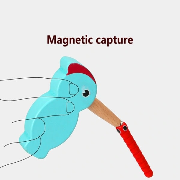 Hackspett Catcher Catch Worms Magnet Fiske