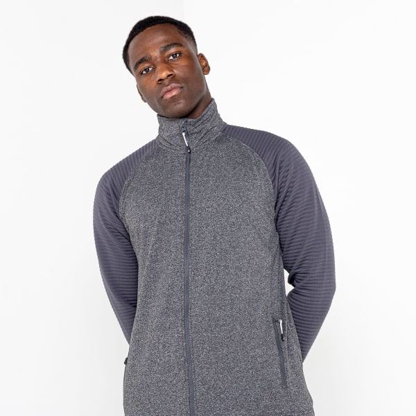 Dare 2B Core Stretch - Miesten täyspitkä vetoketjullinen lämpöpaita, S, Charcoal Grey Marl/Ebony