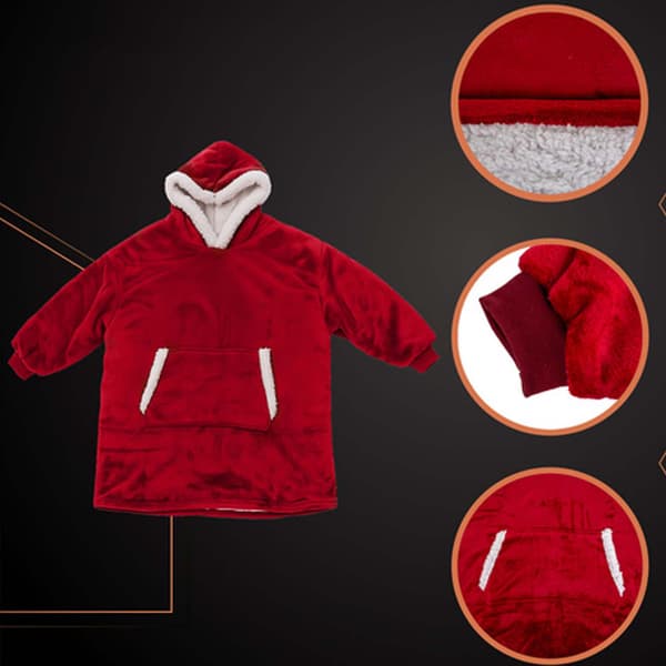 Oversized Fleece Sweatshirt-teppe Rød rød_TF red one size