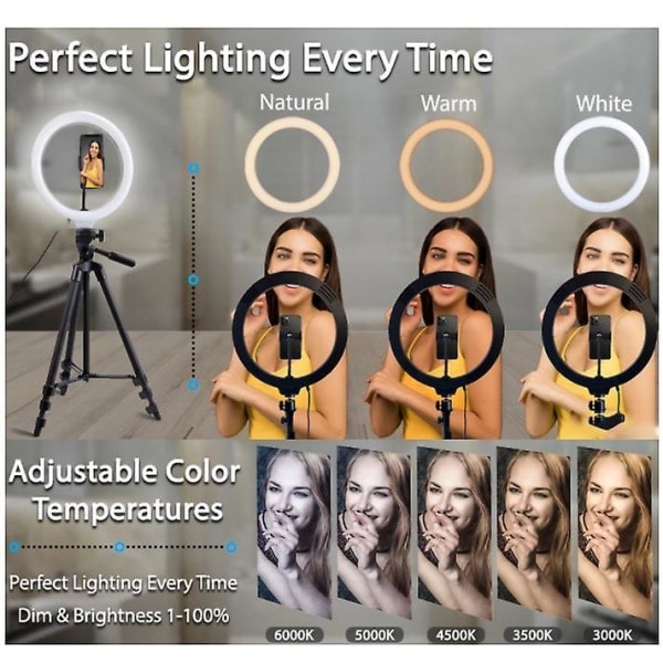 26cm valokuva rengasvalo Led Selfie rengasvalo puhelin kaukosäädin lamppu valokuvaus valaistus musta