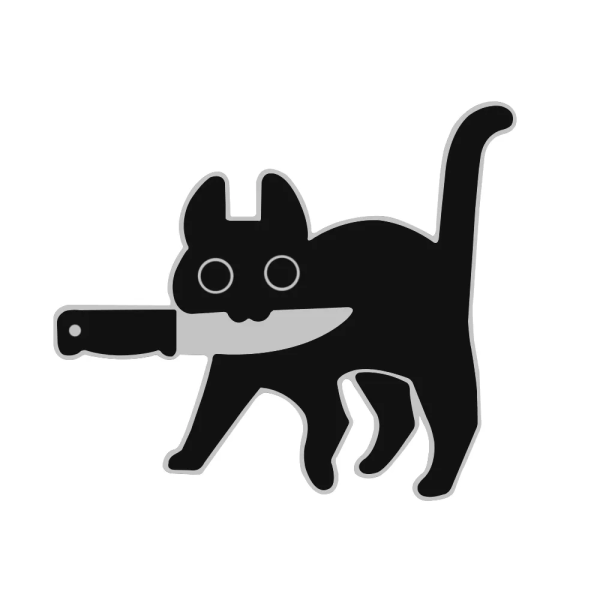 Kreativ svart katt med kniv emalj nål söt djur brosch märken kvinnor män kollektion slag nål smycken zdq