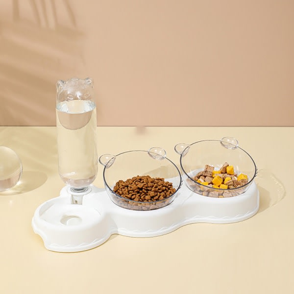 Cat Bowl Set, med automatisk vattenflaska
