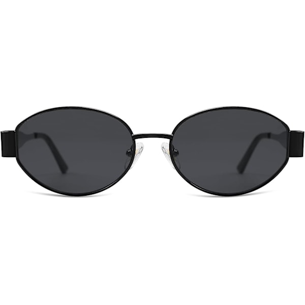 SOJOS Retro Ovaalin Muotoiset Aurinkolasit Naisille ja Miehille Trendikkäät Aurinkolasit Klassinen Sävy UV400-Suoja SJ1217_SSDLV D Shiny Black-Grey