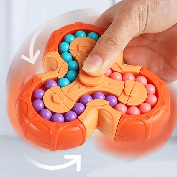 Sekssidet Roterende Finger Rubiks Terning - Sekssidet Afslapning Finger Roterende Legetøj - Puslespil Afslapning Puslespil Sanselegetøj (Orange) orange