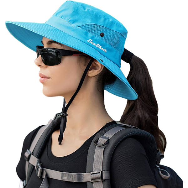 Solhatt Dam Herr 3u201d Bred brätte UPF 50+ Fiske Strand Bucket Hats Skyblue