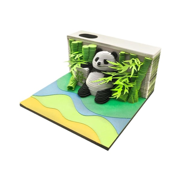 1X 3D Anteckningsblock Kalender Kreativ Gift Paper Carving Panda Calenda