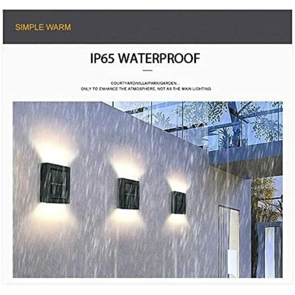 2 stk. Solar vegglampe vanntett utendørs LED vegglampe sol lys vegglampe dekorativ hage topp og bunn lys vegglampe CDQ