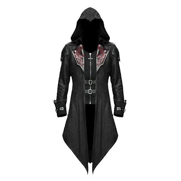 2023 Ny middelalder Assassin Game Assassins Creed Cosplay kostyme Edward Streetwear hettejakke Yttertøy Halloween festklær Svart  Black Black S