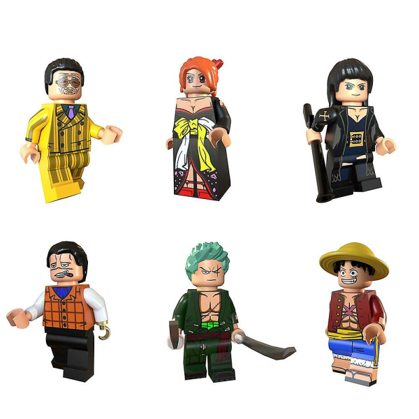 6 stk. Byggeklodser i ét stykke mini actionfigurer Anime-karakter monterede minifigurer Legetøj Børn Drenge Piger Julegave[HK]