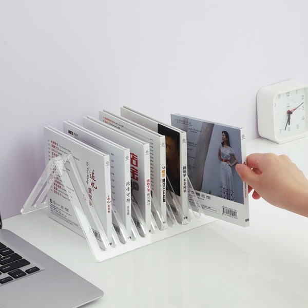 Desktop 12 kortplassbok visningsställ, gjennomskinnlig og tykk