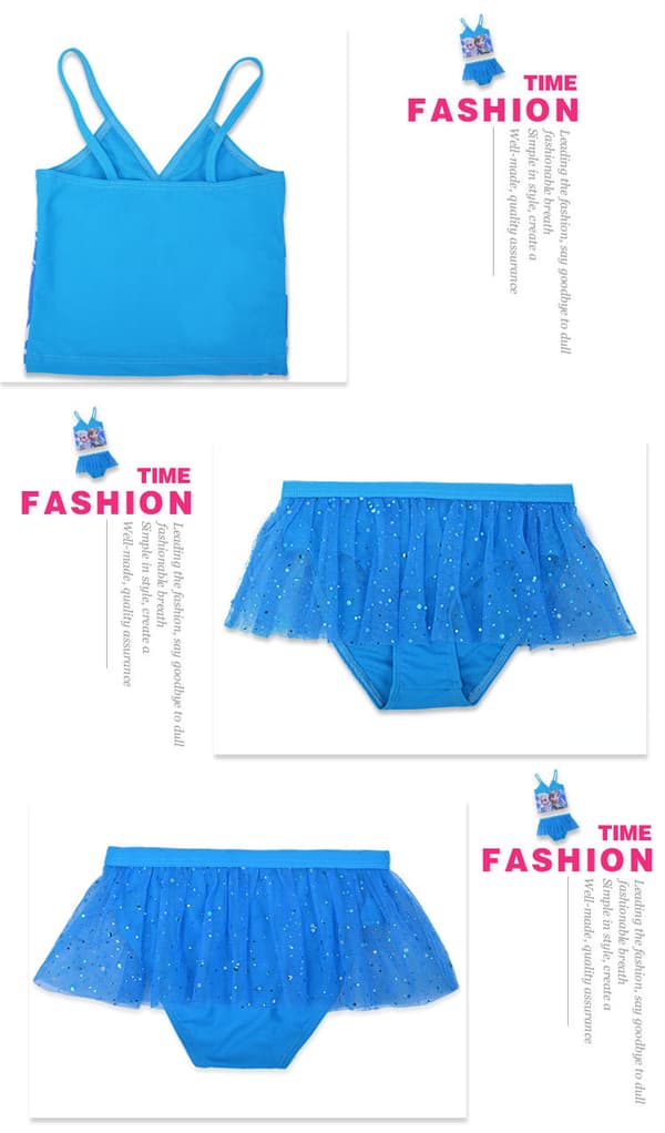 Bikini Flickbaddräkt Barn Delad Baddräkt Blå Blue 104~110
