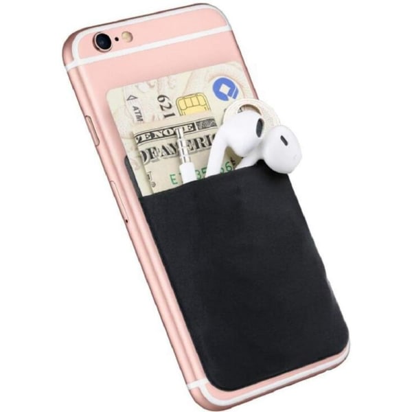 CDQ 1-pack telefonkorthållare Elastisk telefonplånbok, påhäftande plånbok, kreditkorts-ID- case(svart)