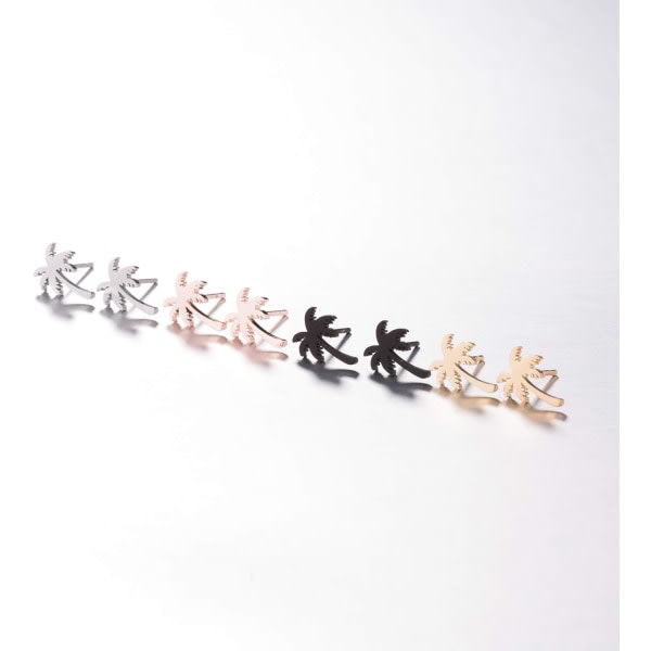 Heyone rustfrit stål Tiny Beach Palm Tree Stud øreringe sommerferie smykker