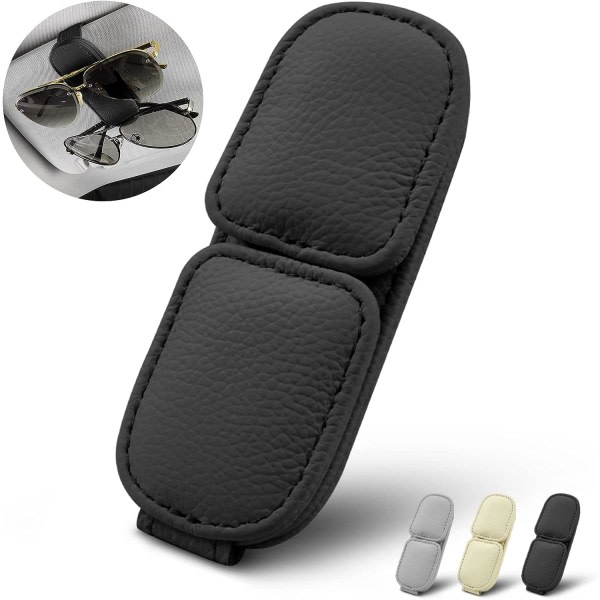 Bil Solskydd Glasögonhållare Läder Solglasögon Clip Organizer Upg
