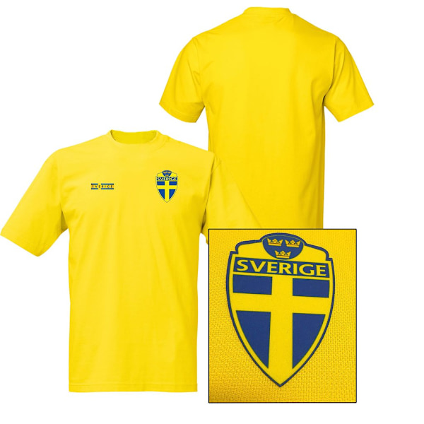 Sverige stil fodboldtrøje - Polyester trøje Gul Yellow 11-12 år 152cl